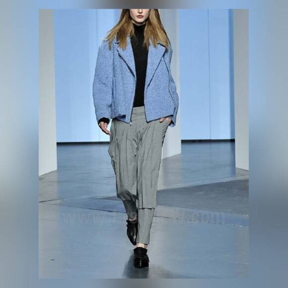 Tibi AW/14 Runway Grey Tropical Wool Pleated Wrap Pants - Picture 1 of 14